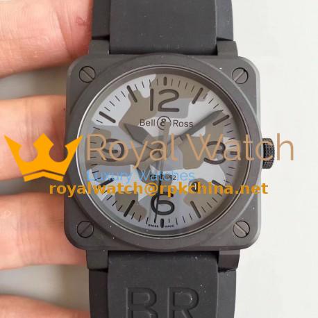 Replica Bell & Ross BR 03-92 Black Camo N PVD Blue Safari Dial M9015