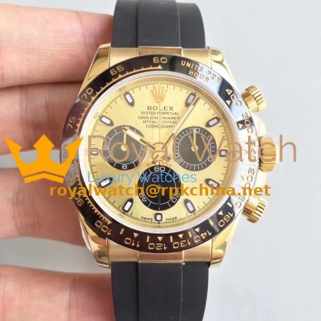 Replica Rolex Daytona Cosmograph 116518LN AR Yellow Gold Champagne Dial Swiss 4130 Run 6@SEC