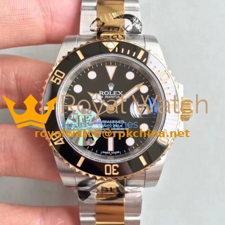 Replica Rolex Submariner Date 116613LN JF Yellow Gold & Stainless Steel Black Dial Swiss 3135
