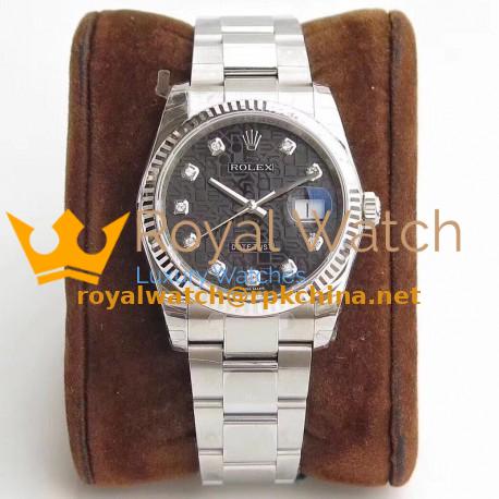 Replica Rolex Datejust 36MM 116234 DJ Stainless Steel 904L Black Anniversary Jubilee Dial Swiss 3135