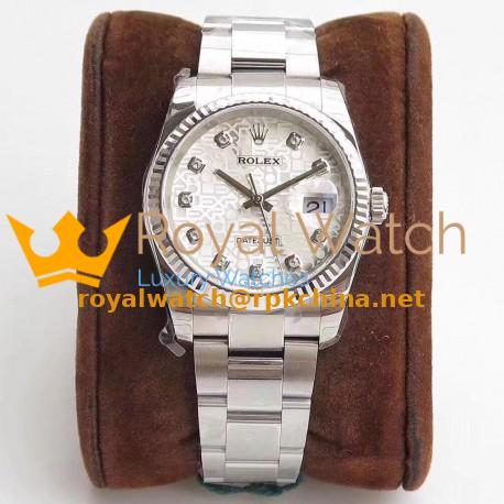 Replica Rolex Datejust 36MM 116234 DJ Stainless Steel 904L Silver Anniversary Jubilee Dial Swiss 3135
