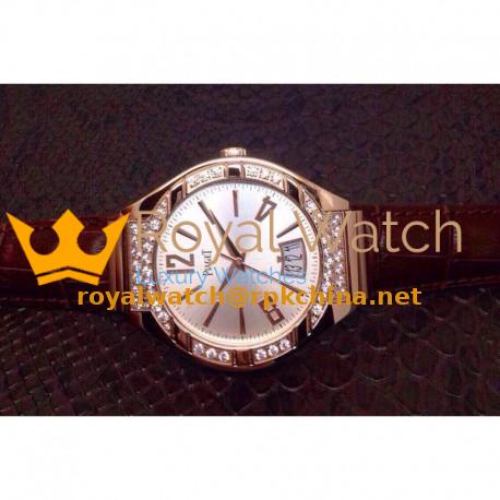 Replica Piaget Polo Rose Gold & Diamonds Silver Dial M9015