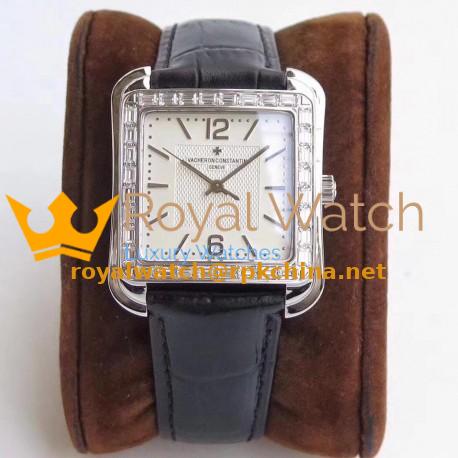 Replica Vacheron Constantin Historiques Toledo 1951 86300 GS Stainless Steel & Diamonds White Dial M9015