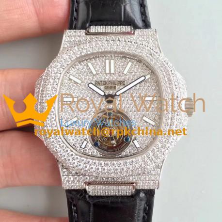 Replica Patek Philippe Nautilus Jumbo 5711 R8 Stainless Steel & Diamonds Diamond Dial Swiss Tourbillon