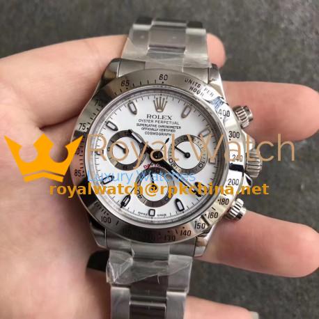 Replica Rolex Daytona Cosmograph 116520 N Stainless Steel White Dial Swiss 7750 Run 6@SEC