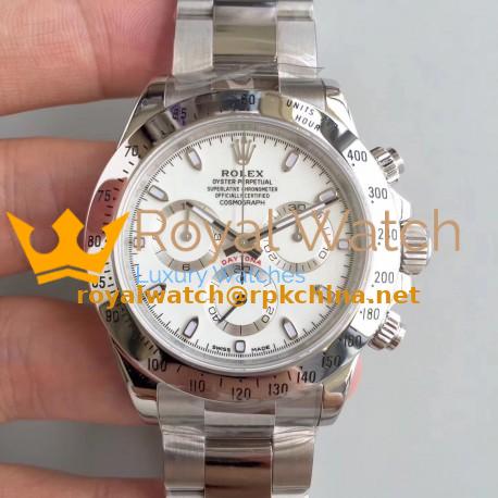 Replica Rolex Daytona Cosmograph 116520 AR Stainless Steel 904L White Dial Swiss 4130 Run 6@SEC
