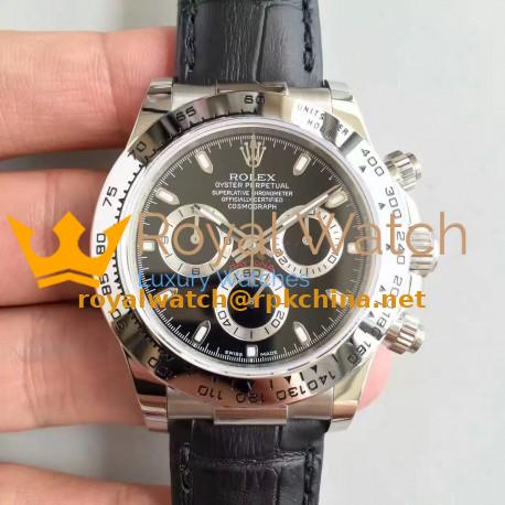 Replica Rolex Daytona Cosmograph 116520 JH Stainless Steel Black Dial Swiss 4130 Run 6@SEC