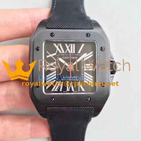 Replica Cartier Santos 100 XL WSSA0006 V6 PVD Black Dial Swiss 2824-2