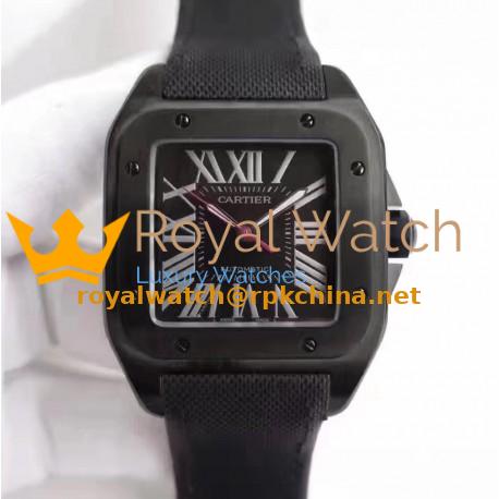 Replica Cartier Santos 100 XL WSSA0006 V6 PVD Black Dial M9015