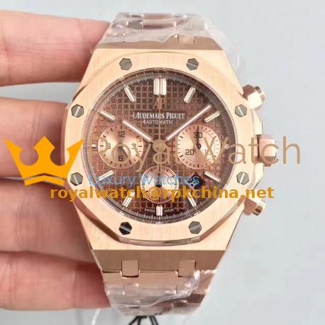 Replica Audemars Piguet Royal Oak Chronograph 26331 JH Rose Gold Chocolate Dial Swiss 7750