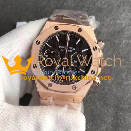 Replica Audemars Piguet Royal Oak Chronograph 26331 JH Rose Gold Black Dial Swiss 7750