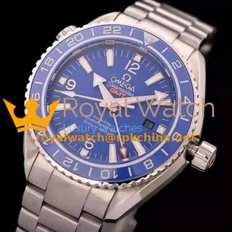 Replica Omega Seamaster Planet Ocean GMT Stainless Steel Blue Dial Swiss 8605
