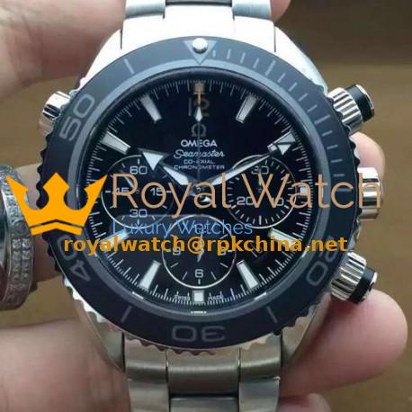 Replica Omega Seamaster Planet Ocean Chronograph 45MM Stainless Steel Black Dial Swiss 7750