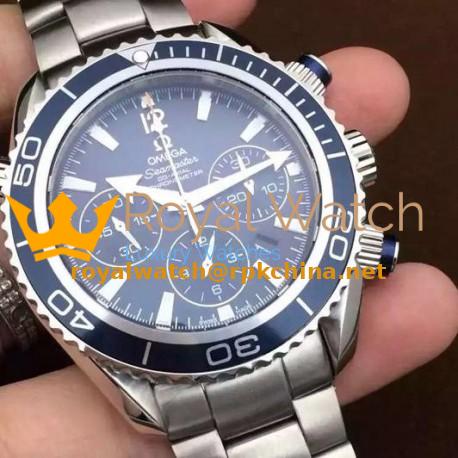 Replica Omega Seamaster Planet Ocean Chronograph 45MM Stainless Steel Blue Dial Swiss 7750