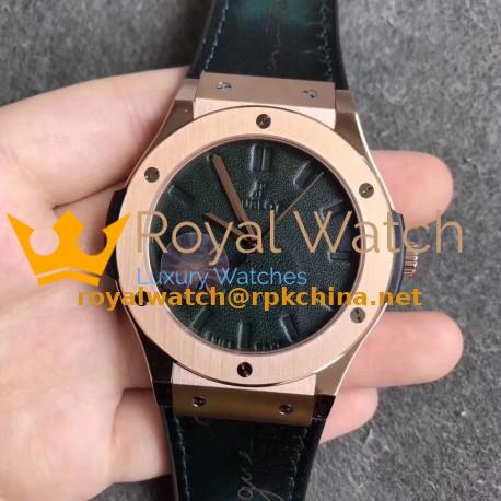 Replica Hublot Classic Fusion Berluti Scritto 511.OX.0500.VR.BER16 SR V2 Rose Gold Green Leather Dial Swiss HUB1100