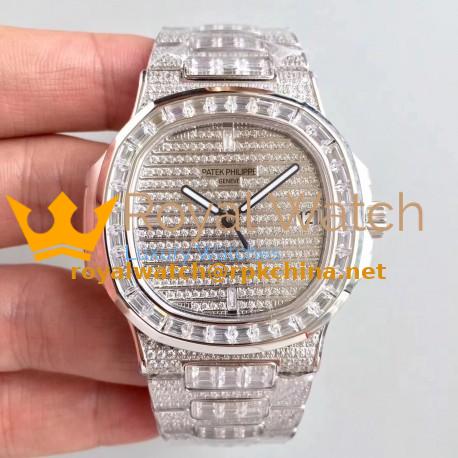 Replica Patek Philippe Nautilus Jumbo 5719/10G-010 DM Stainless Steel & Diamonds Diamond Dial Swiss 324SC