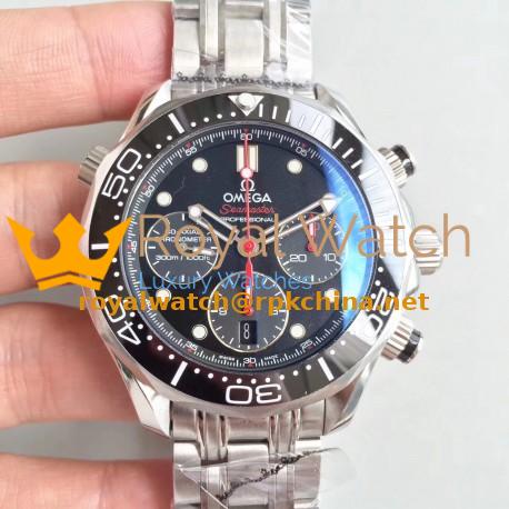 Replica Omega Seamaster Diver 300M Co-Axial Chronograph 44MM 212.32.44.50.01.001 OM Stainless Steel Black Dial Swiss 7753