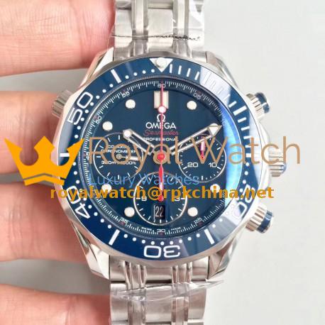 Replica Omega Seamaster Diver 300M Co-Axial Chronograph 44MM 212.30.44.50.03.001 OM Stainless Steel Blue Dial Swiss 7753