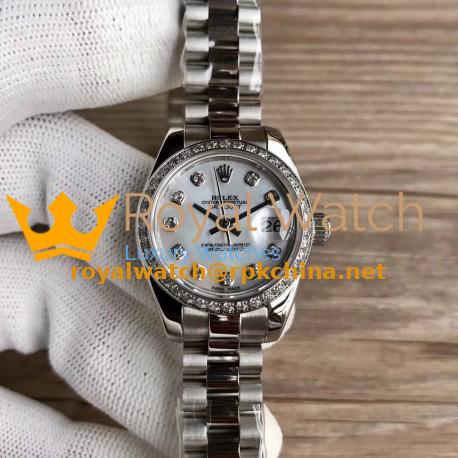 Replica Rolex Lady Datejust 28 279136RBR 28MM WF Stainless Steel & Diamonds Mother Of Pearl Dial Swiss 2671