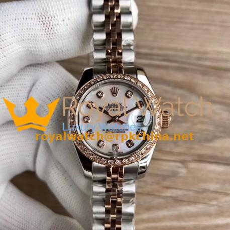 Replica Rolex Lady Datejust 28 279381RBR 28MM WF Stainless Steel & Rose Gold Mother Of Pearl Dial Swiss 2671