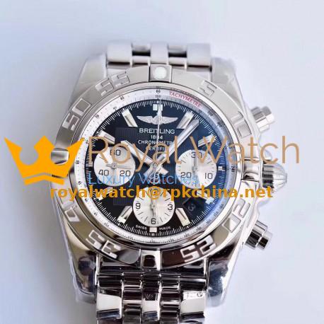 Replica Breitling Chronomat 44 AB011012/B967/375A GF Stainless Steel Black Dial Swiss 7750