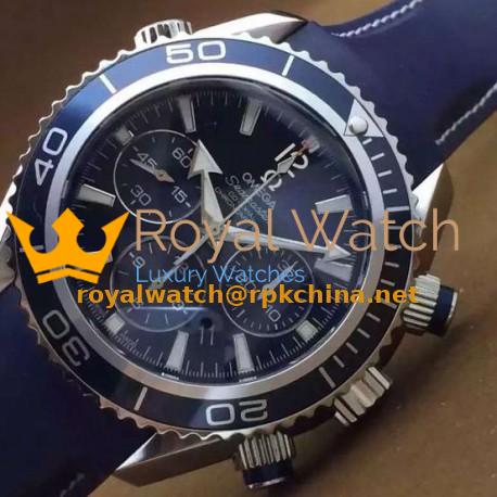 Replica Omega Seamaster Planet Ocean Chronograph 45MM Stainless Steel Blue Dial Swiss 7750