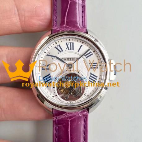 Replica Ballon Bleu De Cartier Flying Tourbillon HPI00716 39MM TF Stainless Steel White Dial Swiss 9452MC