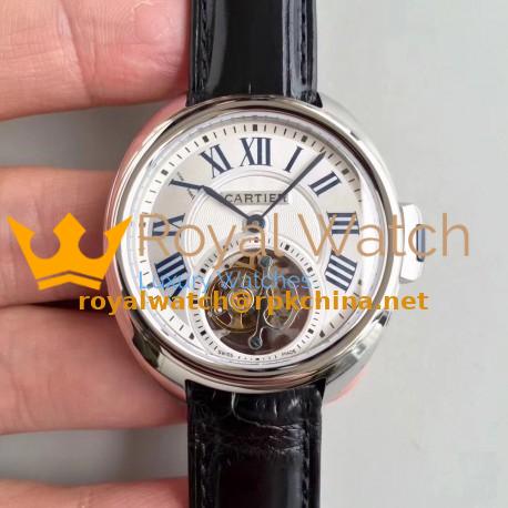 Replica Ballon Bleu De Cartier Flying Tourbillon HPI00716 39MM TF Stainless Steel White Dial Swiss 9452MC