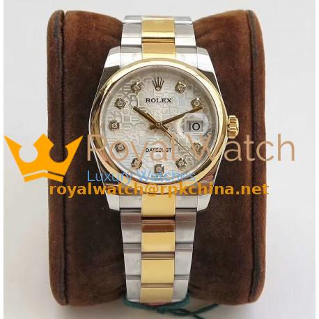 Replica Rolex Datejust 36MM 116234 DJ Stainless Steel 904L & Yellow Gold Silver Anniversary Jubilee Dial Swiss 3135