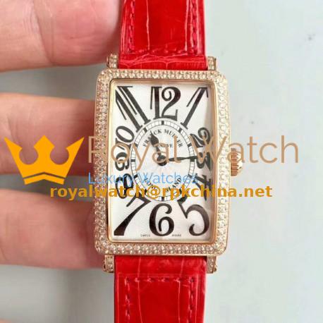 Replica Franck Muller Ladies Long Island 1952 952 QZ D CD GF Rose Gold & Diamonds Silver Dial Swiss Quartz