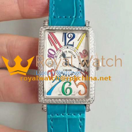 Replica Franck Muller Ladies Long Island 1952 1200 CH COL DRM D GF Stainless Steel & Diamonds Silver Dial Swiss Quartz