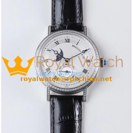 Replica Breguet Classique Moonphase 4396 GXG Stainless Steel & Diamond Silver Dial Swiss 5165R