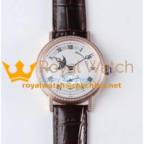 Replica Breguet Classique Moonphase 4396 GXG Rose Gold & Diamond Silver Dial Swiss 5165R
