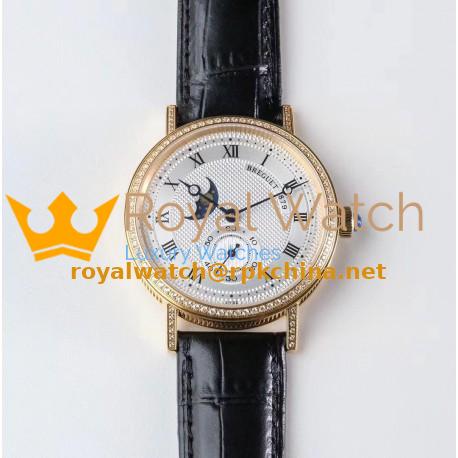 Replica Breguet Classique Moonphase 4396 GXG Yellow Gold & Diamond Silver Dial Swiss 5165R