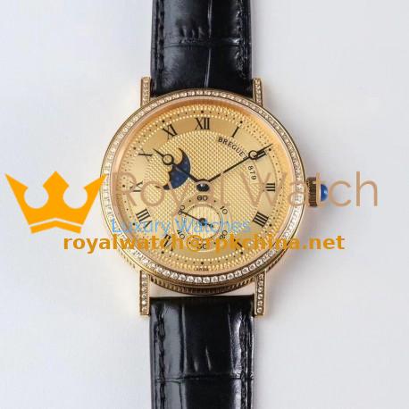 Replica Breguet Classique Moonphase 4396 GXG Yellow Gold & Diamond Gold Dial Swiss 5165R