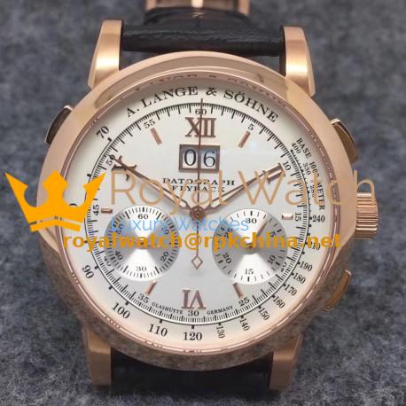 Replica A. Lange & Sohne Datograph Flyback BM Rose Gold White Dial Swiss Lemania
