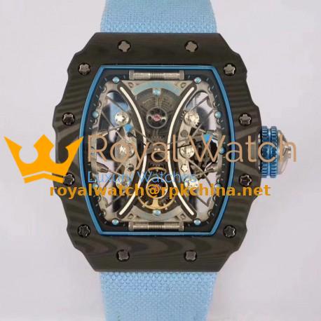 Replica Richard Mille RM53-01 Tourbillon Pablo Mac Donough KV Forged Carbon Skeleton Blue Dial M9015
