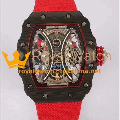 Replica Richard Mille RM53-01 Tourbillon Pablo Mac Donough KV Forged Carbon Skeleton Red Dial M9015