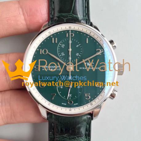 Replica IWC Portugieser Chronograph Edition 150 Years IW371601 YL Stainless Steel Green Dial Swiss 69355