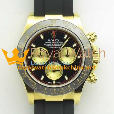 Replica Rolex Daytona Cosmograph 116518LN JH Yellow Gold Black Dial Swiss 4130 Run 6@SEC