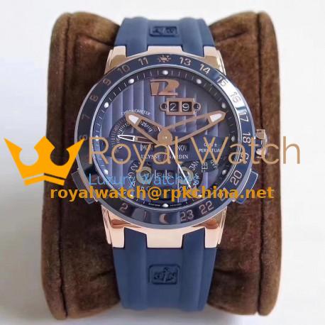 Replica Ulysse Nardin El Toro GMT +/- Perpetual Calendar 326-00 TWA Rose Gold Blue Dial Swiss UN-32