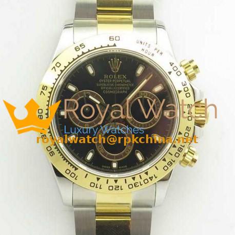 Replica Rolex Daytona Cosmograph 116503 BP Yellow Gold & Stainless Steel Black Dial Swiss 4130 Run 6@SEC