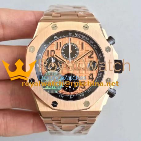 Replica Audemars Piguet Royal Oak Offshore 26470OR.OO.1000OR.01 JF V2 Rose Gold Gold Dial Swiss 3126