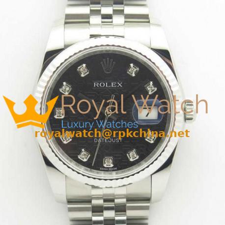 Replica Rolex Datejust 36MM 116234 DJ V2 Stainless Steel Black Anniversary Jubilee Dial Swiss 3135