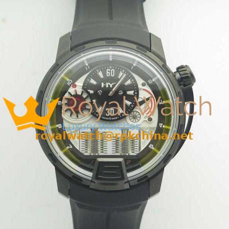 Replica HYT H1 Titanium Black DLC 148-DL-21-GF-RU CY PVD Black Dial M8215