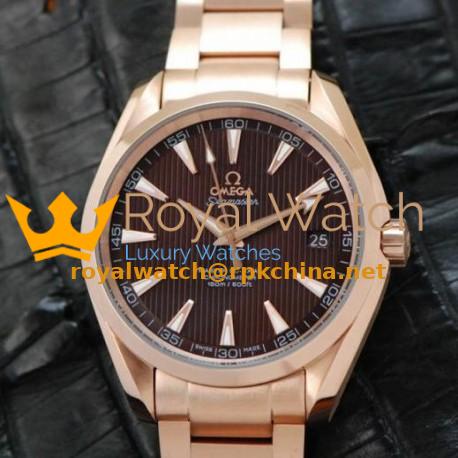 Replica Omega Aqua Terra 41MM Rose Gold Brown Dial Swiss 8501