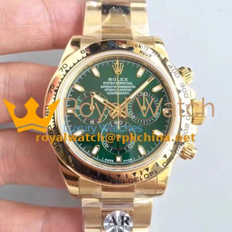 Replica Rolex Daytona Cosmograph 116508 AR Stainless Steel 904L With 18K Yellow Gold Wrapped Green Dial Swiss 4130 Run 6@SEC