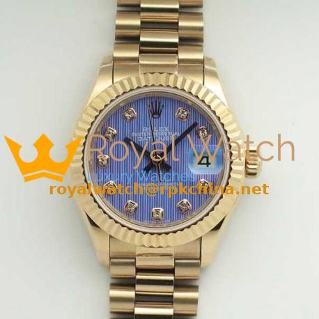 Replica Rolex Lady Datejust 28 279165 28MM BP Rose Gold Blue Dial Swiss 2671
