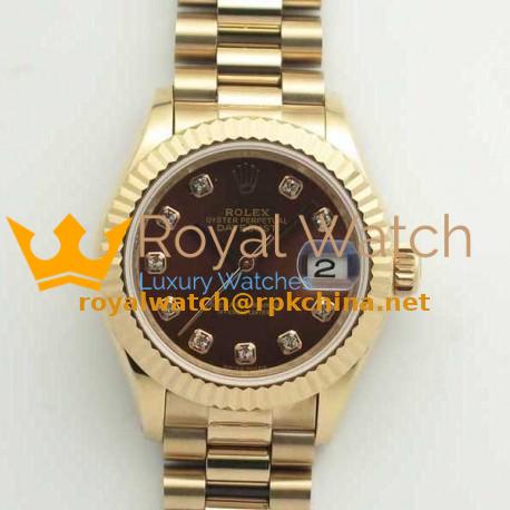 Replica Rolex Lady Datejust 28 279165 28MM BP Rose Gold Chocolate Dial Swiss 2671