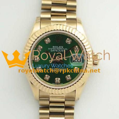 Replica Rolex Lady Datejust 28 279165 28MM BP Rose Gold Green Dial Swiss 2671